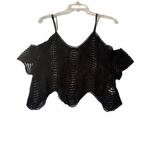 Anthropologie X Lulumari Women's crotchet Knit Crop Swim Cover Up Top Size L